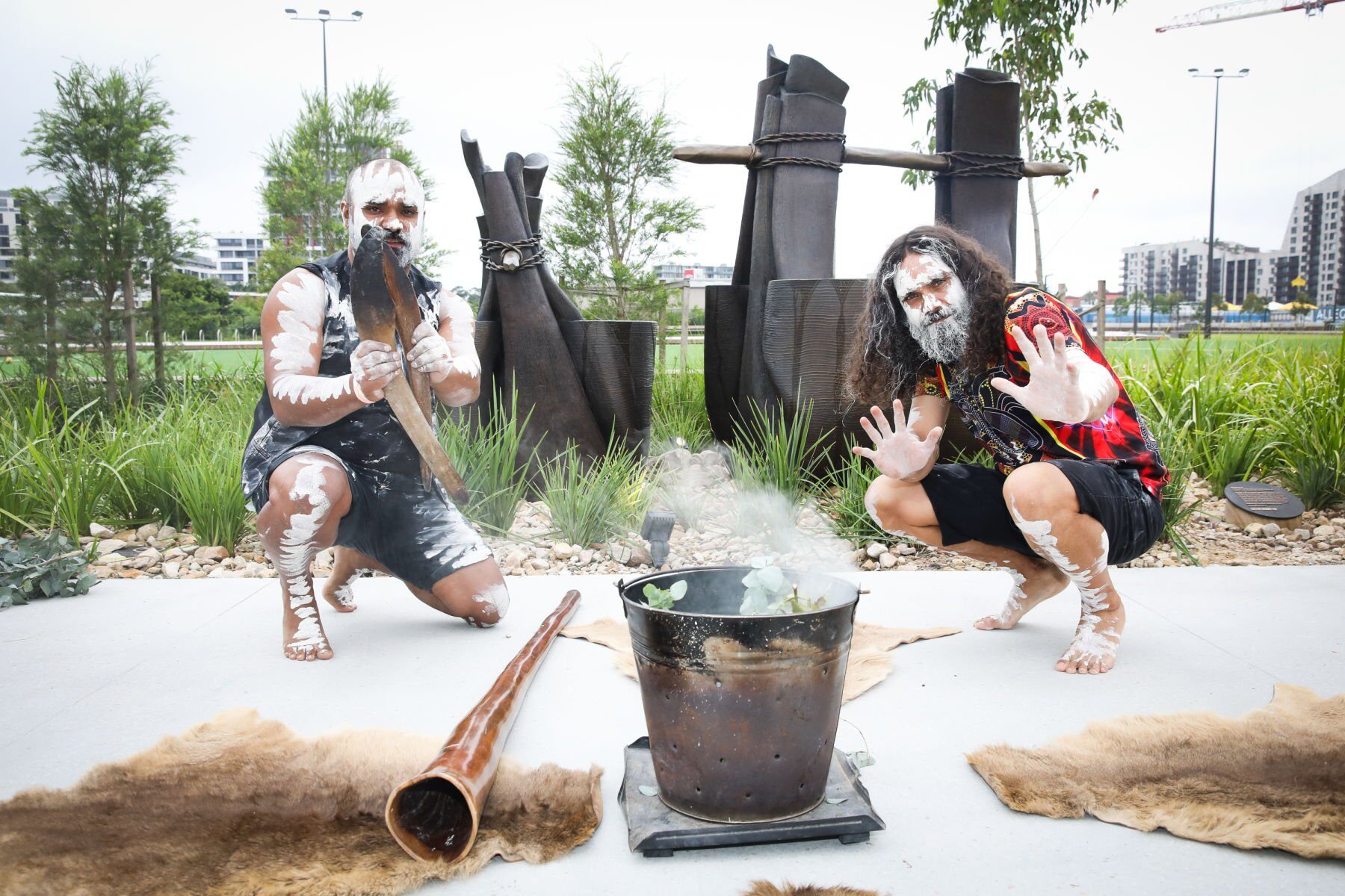 Smoking ceremony for the opening of the centre. 
